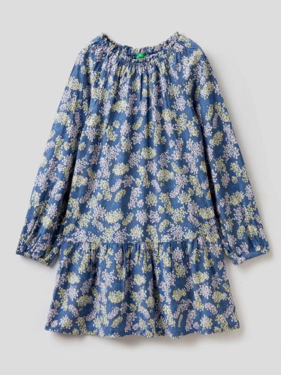 Air Force Blue Kids' Benetton Patterned Viscose Dress | AU324452