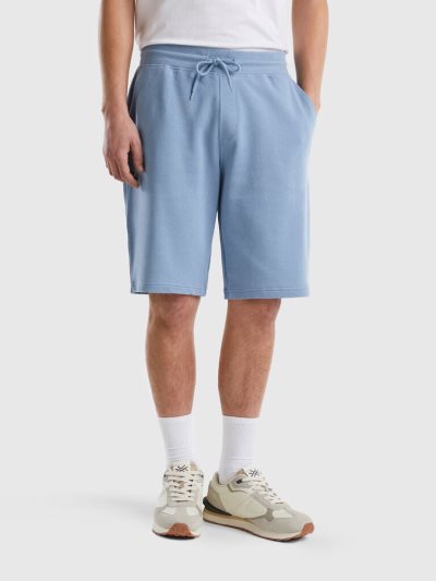Air Force Blue Men's Benetton 100% Cotton Sweat Bermudas | AU681982