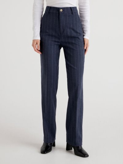 Air Force Blue Women's Benetton Pinstripe Look Regular Fit Trousers | AU526295