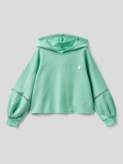 Aqua Kids' Benetton Cropped Jeweled Details Hoodie | AU685368