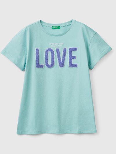 Aqua Kids' Benetton Oversized Embroidery Short Sleeve T-shirts | AU350881