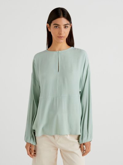 Aqua Women's Benetton Flowy Frill Blouse | AU667745