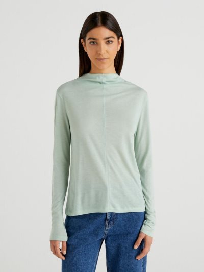 Aqua Women's Benetton Wool And Viscose Blend Long Sleeve T-shirts | AU418350