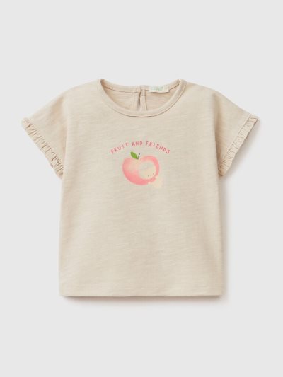 Beige Kids' Benetton Fruit Print T Shirts | AU512356