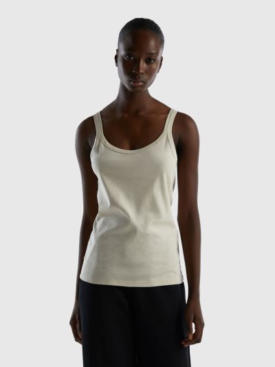 Beige Women's Benetton Pure Cotton Tanks | AU030352
