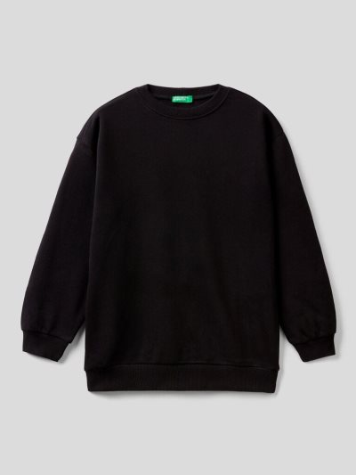 Black Kids' Benetton 100% Cotton Oversized Sweatshirt | AU241428