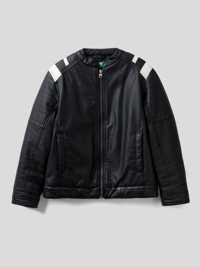 Black Kids' Benetton Biker Style Light Jackets | AU901439