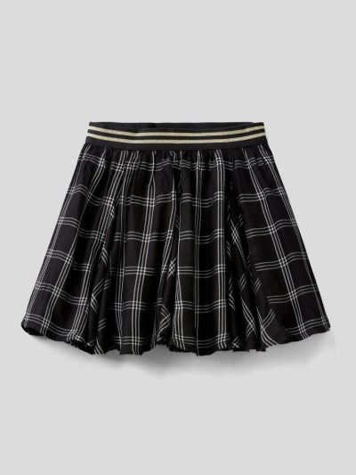 Black Kids' Benetton Check Short Skirts | AU871919