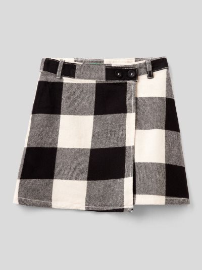 Black Kids' Benetton Check Wrap Skirts | AU152767