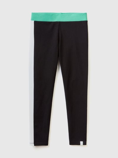 Black Kids' Benetton Color Block Leggings | AU444690