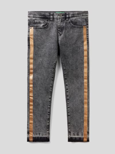 Black Kids' Benetton Eco-recycle Denim Gold Bands Jeans | AU188994