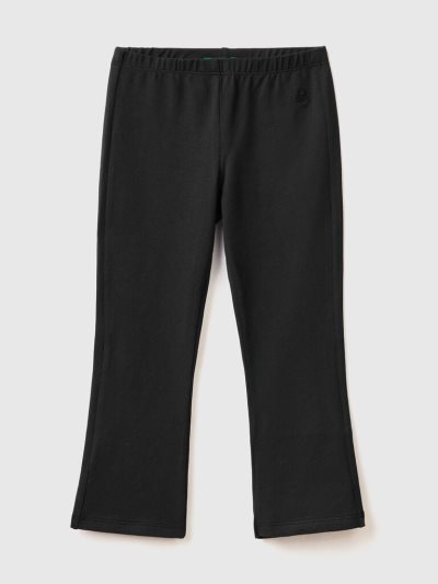 Black Kids' Benetton Flared Stretch Cotton Leggings | AU856526
