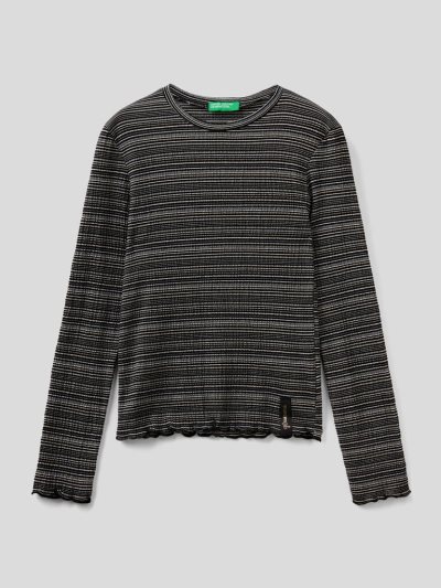 Black Kids' Benetton Flowy Lurex Long Sleeve T-shirts | AU441185
