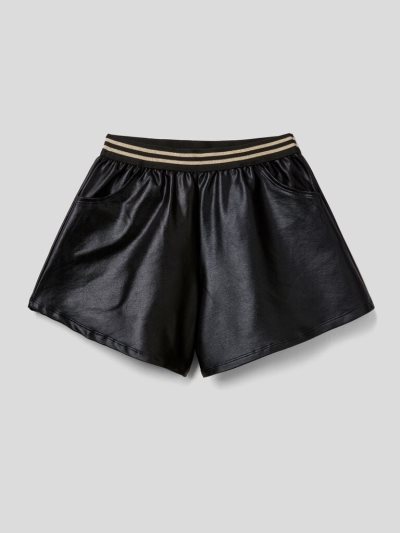Black Kids' Benetton Glossy Look Shorts | AU866515