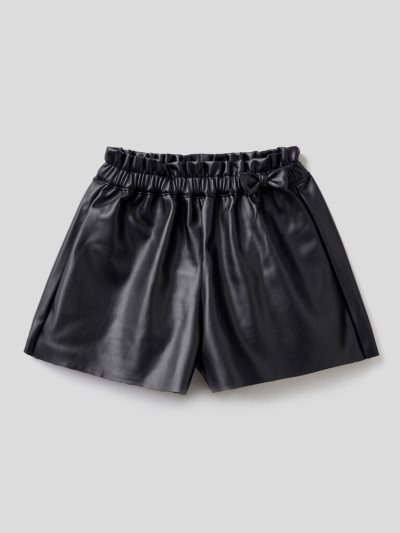 Black Kids' Benetton Imitation Leather Culottes | AU372012