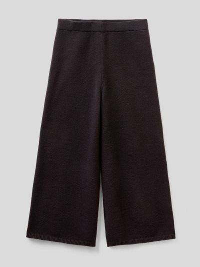 Black Kids' Benetton Knit Palazzo Trousers | AU524902