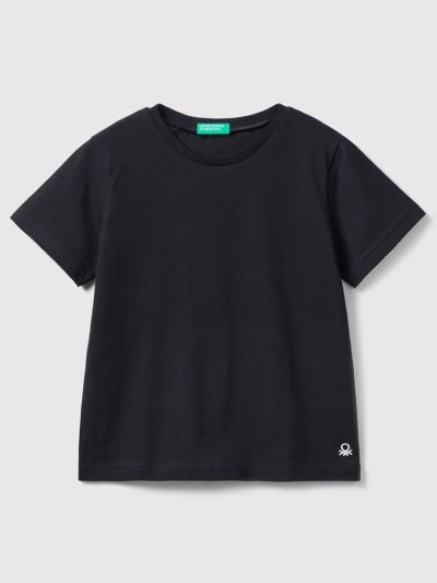 Black Kids' Benetton Organic Cotton Short Sleeve T-shirts | AU795913