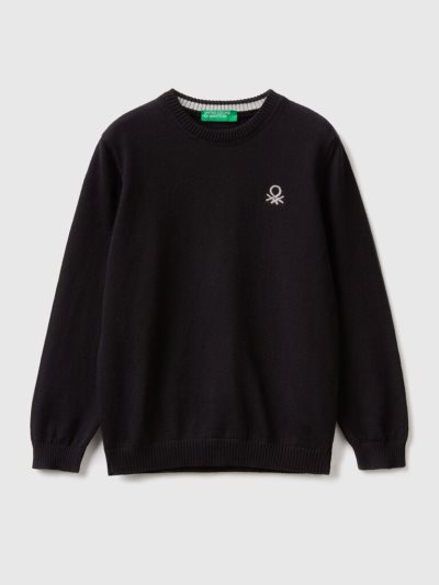 Black Kids' Benetton Regular Fit 100% Cotton Sweaters | AU499599