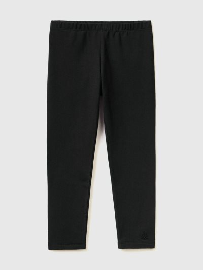 Black Kids' Benetton Stretch Cotton Leggings | AU655239