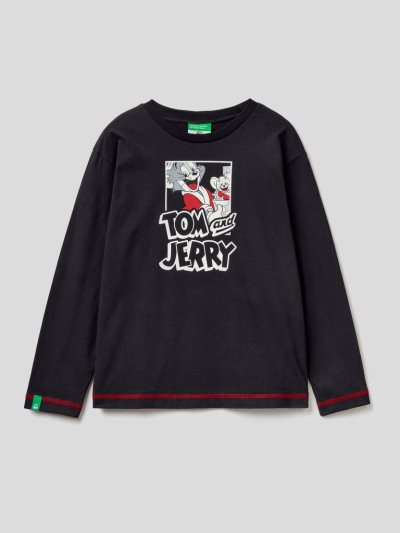 Black Kids' Benetton Tom & Jerry Christmas Long Sleeve T-shirts | AU503525