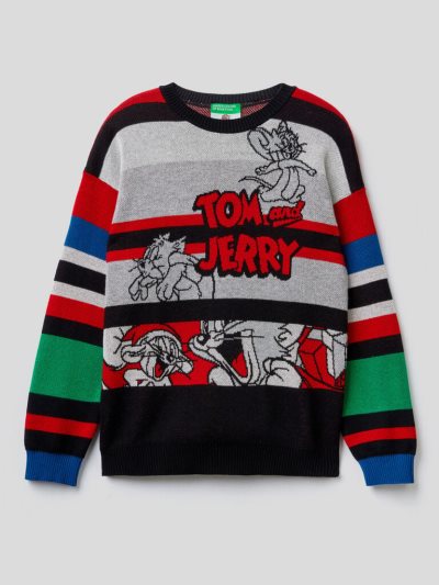 Black Kids' Benetton Tom & Jerry Striped Sweaters | AU256174