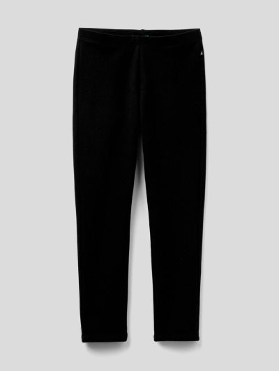 Black Kids' Benetton Warm Stretch Jersey Leggings | AU778671