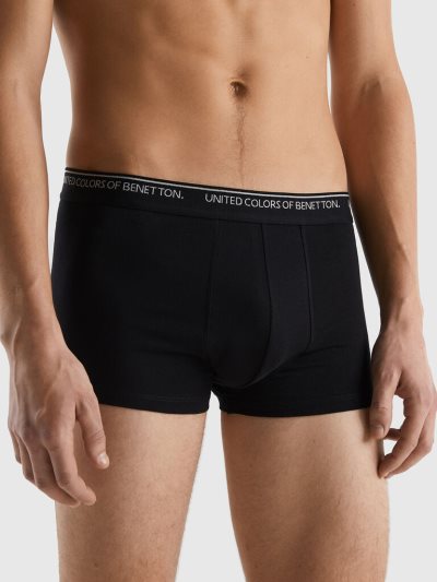 Black Men's Benetton Fitted Organic Cotton Boxers | AU632991