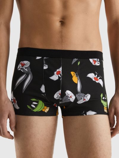 Black Men's Benetton Looney Tunes Boxers | AU012557