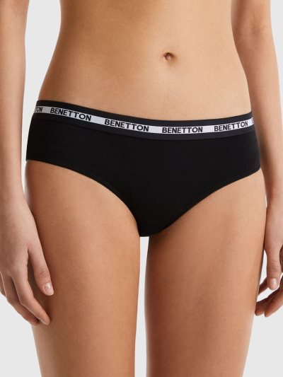 Black Women's Benetton High-waisted Organic Cotton Knickers | AU811531