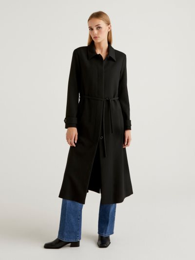 Black Women's Benetton Long Unlined Duster Coats | AU816468