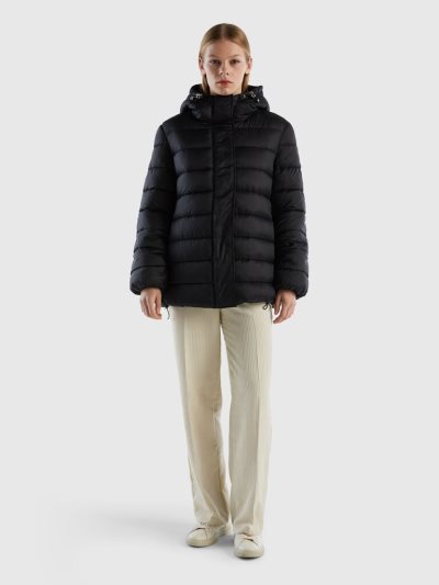 Black Women's Benetton Padded 3d Wadding Jackets | AU455098