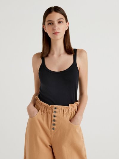 Black Women's Benetton Pure Cotton Tanks | AU322998