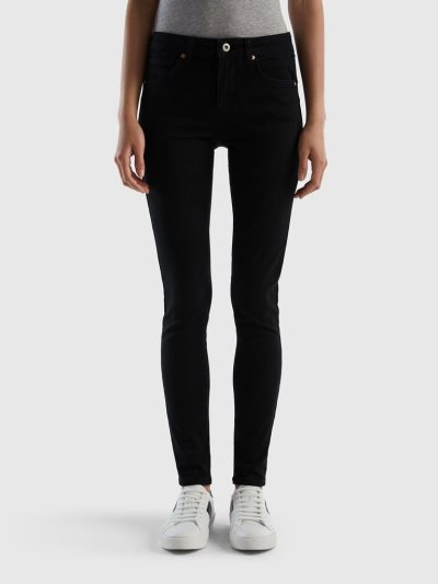 Black Women's Benetton Push Up Skinny Fit Jeans | AU636377