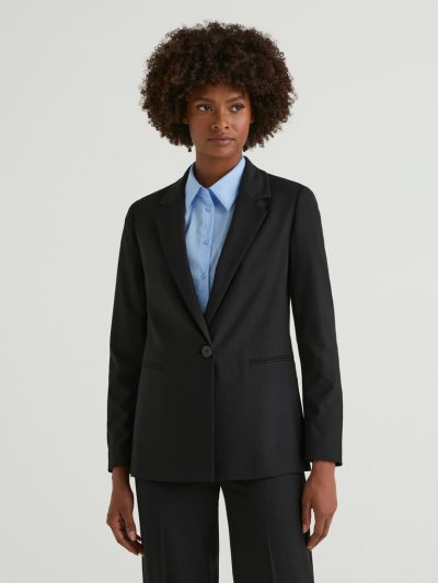 Black Women's Benetton Stretch Viscose Blend Blazers | AU825710