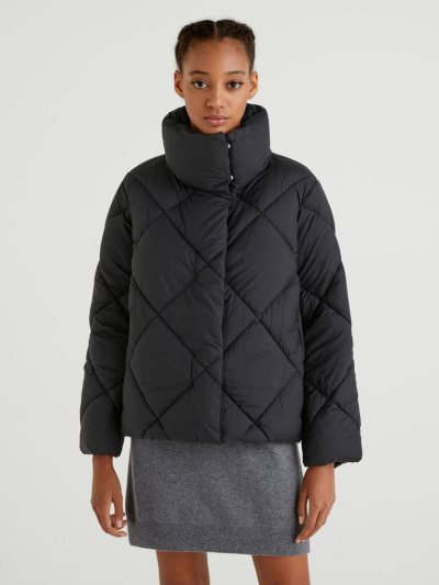 Black Women's Benetton Sustainable Padding Jackets | AU325505