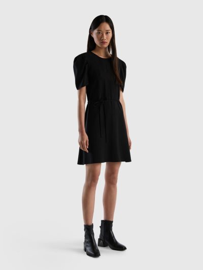 Black Women's Benetton Viscose Blend Short Dress | AU349309