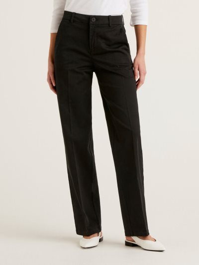 Black Women's Benetton Wide Leg Trousers | AU159376