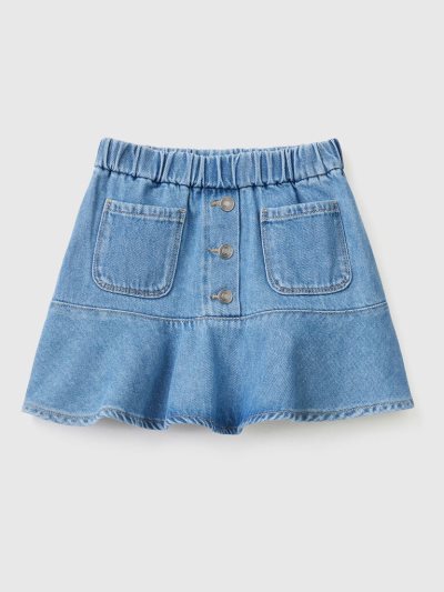 Blue Kids' Benetton Denim Frill Mini Skirts | AU893906