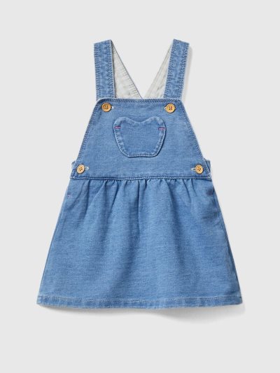 Blue Kids' Benetton Denim-look Dungaree Dungarees | AU804859