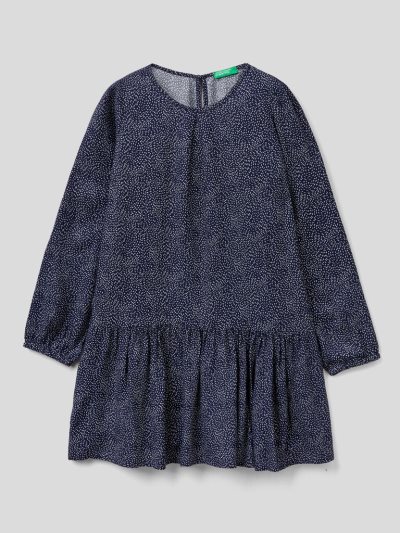 Blue Kids' Benetton Patterned Sustainable Viscose Dress | AU252950