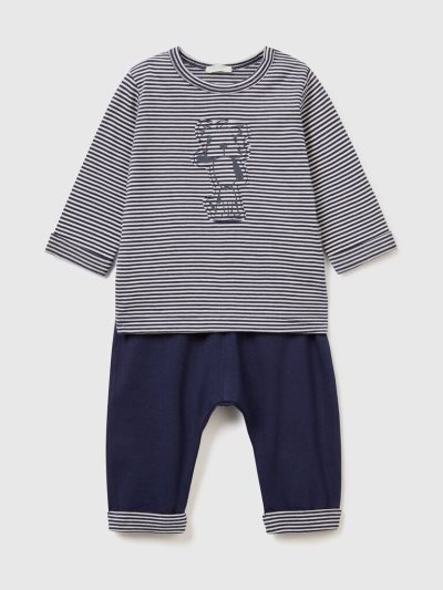 Blue Kids' Benetton Set 100% Organic Cotton Dungarees | AU844251