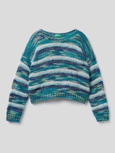 Blue Kids' Benetton Striped Lurex Sweaters | AU421543