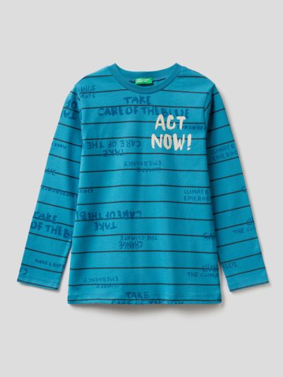Blue Kids' Benetton Striped Print Long Sleeve T-shirts | AU420907