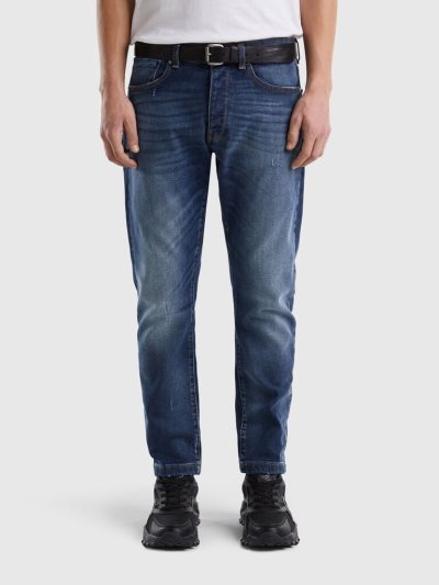 Blue Men's Benetton Five-pocket Slim Fit Jeans | AU341681