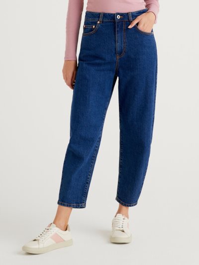 Blue Women's Benetton 100% Cotton Balloon Fit Jeans | AU410415
