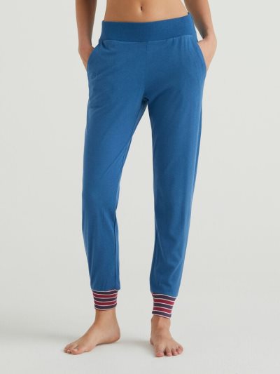 Blue Women's Benetton Cotton And Viscose Blend Trousers | AU906029