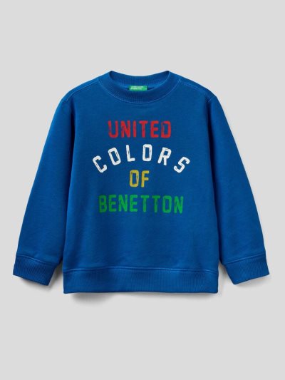 Bright Blue Kids' Benetton 100% Organic Cotton Sweatshirt | AU413716