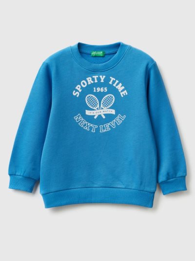 Bright Blue Kids' Benetton Crew Neck Print Sweatshirt | AU925152