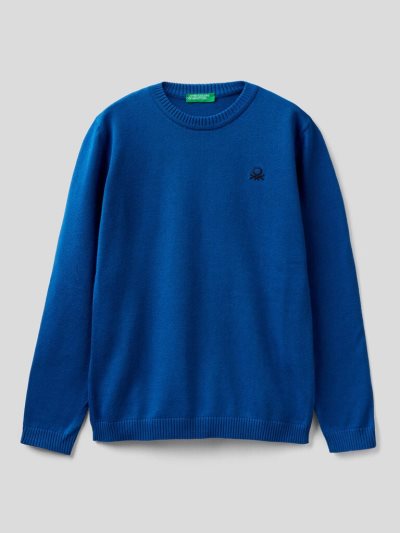 Bright Blue Kids' Benetton Pure Cotton Logo Sweaters | AU274402