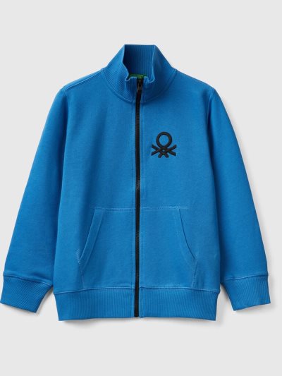 Bright Blue Kids' Benetton Pure Cotton Zip Sweatshirt | AU367090